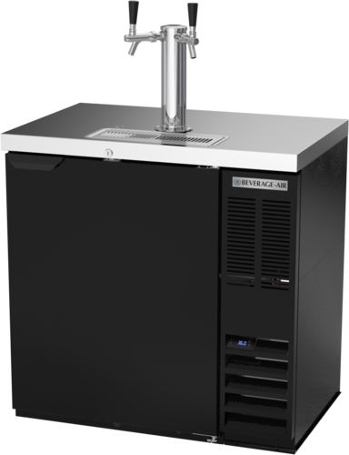 Beverage Air DD36HC-1-B 36" Black Dual Tap Draft Beer Cooler | (1) 1/2 Keg