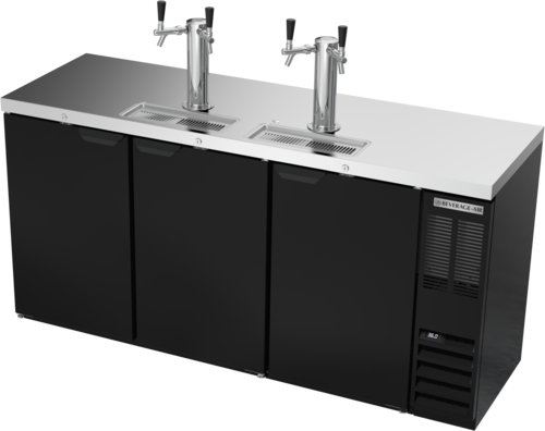 Beverage Air DD72HC-1-B 72" Black 2 Tower 4 Tap Draft Beer Cooler | (3) 1/2 Keg