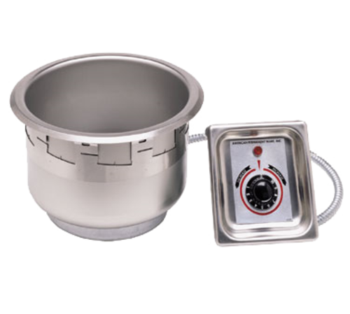 APW Wyott SM-50-11D ULS 11 Qt. Uninsulated Drop-In Round Hot Food Well w/ Drain | 10.5" Dia.