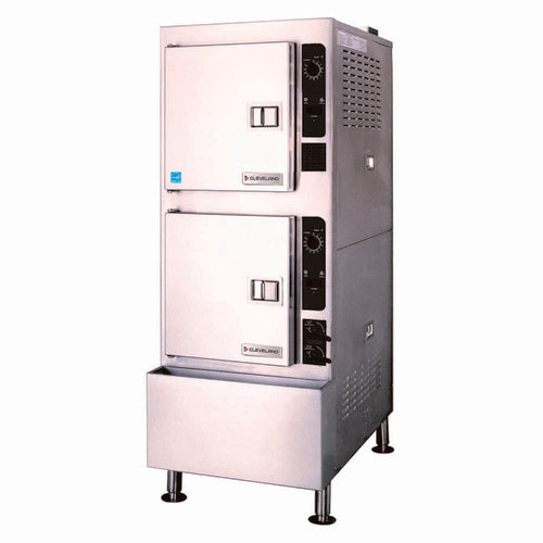 Cleveland Steamcraft Gemini 24CGA10.2ES 24" 2 Compartment Pressureless Gas Convection Steamer | 100,000 BTU
