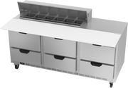 Beverage Air SPED72HC-12C-6 72" 6 Drawer Refrigerated Sandwich Prep Table | (12) 1/6 Pan