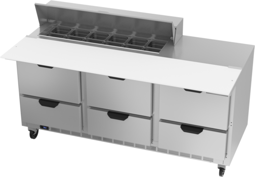 Beverage Air SPED72HC-12C-6 72" 6 Drawer Refrigerated Sandwich Prep Table | (12) 1/6 Pan