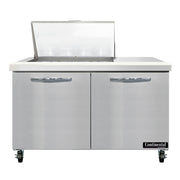 Continental SW48N12M 48" 2-Door Mega Top Refrigerated Sandwich Prep Table | (12) 1/6 Pan
