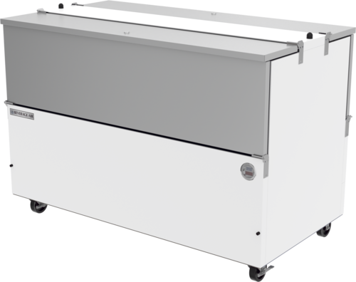Beverage Air ST58HC-W 58" White Dual Sided Cold Wall Milk Cooler | 16 Crate Capacity