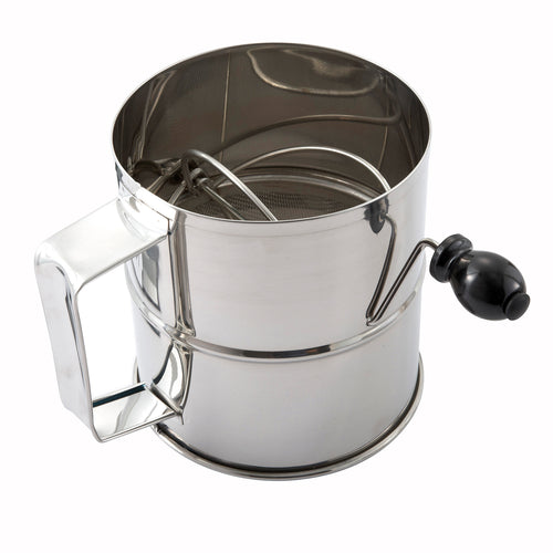 Winco RFS-8 Rotary Stainless Steel Flour Sifter | 8 Cup Capacity