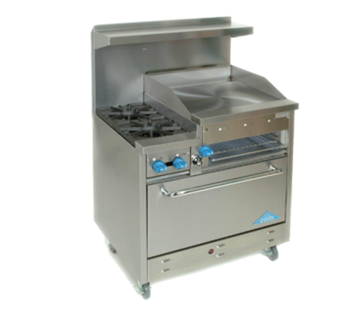 Comstock-Castle F330-36B 36" Gas Griddle Range w/ Cheesemelter & Extra Wide Oven | 102,000 BTU