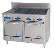 Comstock-Castle F3218-3RB 48" Gas 2-Burner & Charbroiler Range w/ (2) Space Saver Ovens | 192,000 BTU