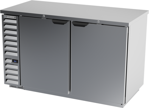 Beverage Air BB58HC-1-S 59" 2 Solid Door Stainless Back Bar Cooler | 21.86 Cu. Ft.