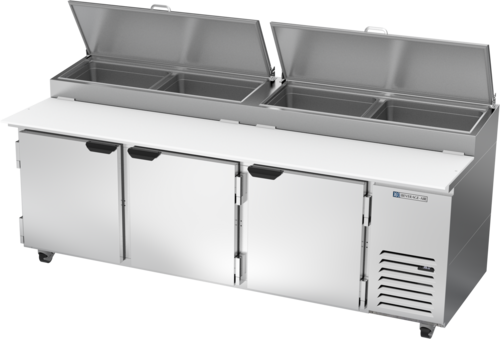 Beverage Air DP93HC 93" 2 Door Refrigerated Pizza Prep Table | 31.5 Cu. Ft.