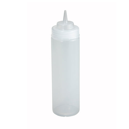 Winco PSW-24 24 oz. Wide Mouth Clear Squeeze Bottle | Case of 6