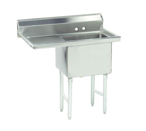 Advance Tabco FC-1-1824-18L-X 38.5" x 30" 1-Compartment Fabricated Sink w/ 18" Left Drainboard