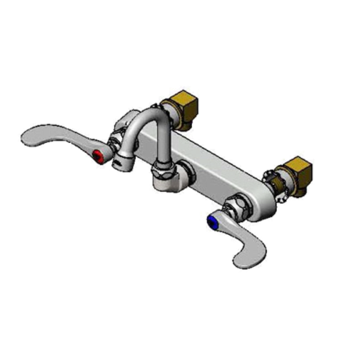 T&S Brass B-1125-XS-HM 8" Center Wall Mount Workboard Faucet w/ Gooseneck Spout