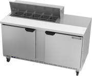 Beverage Air SPE60HC-10 60" 2 Door Rear Mount Refrigerated Sandwich Prep Table | (10) 1/6 Pan