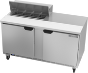 Beverage Air SPE60HC-08 60" 2 Door Rear Mount Refrigerated Sandwich Prep Table | (8) 1/6 Pan