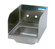 BK Resources BKHS-W-SS-SS 4" Center Splash Mount Faucet Hole 9" x 9" Hand Sink w/Side Splash Guard