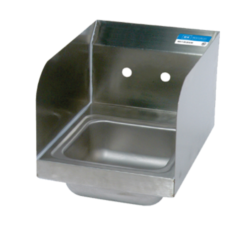 BK Resources BKHS-W-SS-SS 4" Center Splash Mount Faucet Hole 9" x 9" Hand Sink w/Side Splash Guard