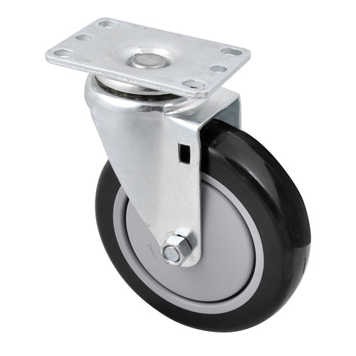 BK Resources 5SBR-1PT-PLY-PS4 5" Swivel Plate Caster w/ Brake