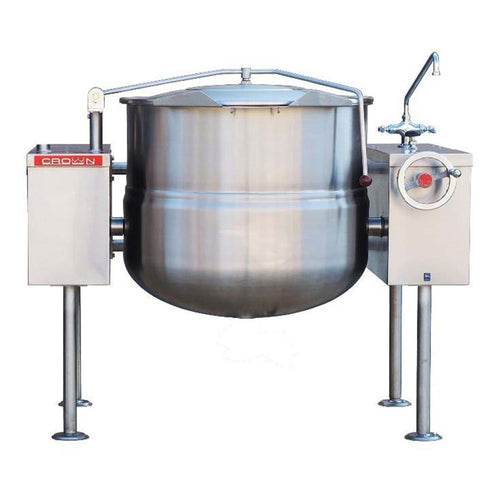 Crown Steam DLT-20TC Direct Steam 2/3 Jacket Twin Console Tilting Steam Kettle | 20 Gal. Capacity