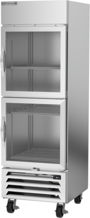 Beverage Air HBR23HC-1-HG 27.25" 2 Glass Half Door Bottom Mount Reach In Refrigerator | 23.32 Cu. Ft.