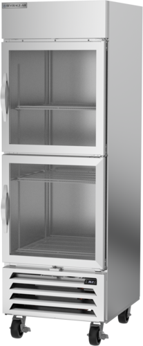 Beverage Air HBR23HC-1-HG 27.25" 2 Glass Half Door Bottom Mount Reach In Refrigerator | 23.32 Cu. Ft.