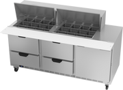 Beverage Air SPED72HC-24M-4 72" 4 Drawer 1 Door Mega Top Refrigerated Sandwich Prep Table | (24) 1/6 Pan