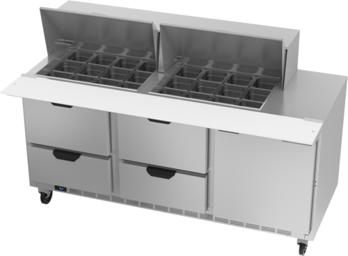Beverage Air SPED72HC-24M-4 72" 4 Drawer 1 Door Mega Top Refrigerated Sandwich Prep Table | (24) 1/6 Pan
