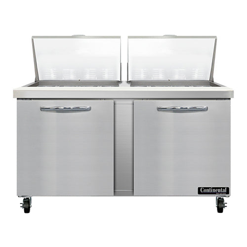 Continental SW60N24M 60" 2-Door Mega Top Refrigerated Sandwich Prep Table | (24) 1/6 Pan
