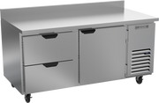 Beverage Air WTRD67AHC-2 67" 2 Drawer 1 Door Worktop Refrigerator with Backsplash | 18.97 Cu. Ft.