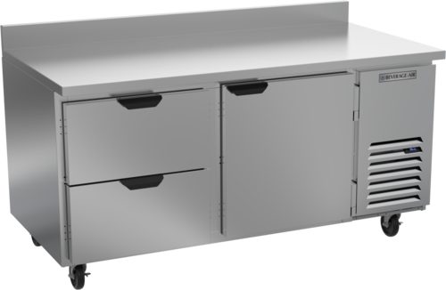 Beverage Air WTRD67AHC-2 67" 2 Drawer 1 Door Worktop Refrigerator with Backsplash | 18.97 Cu. Ft.
