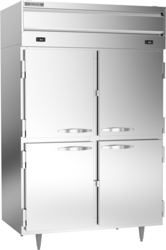Beverage Air PRF24-24HC-1AHS 4 Solid Half Door Dual Temp Refrigerator Freezer | 42.02 Cu. Ft.