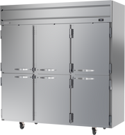 Beverage Air HFS3HC-1HS 78" 6 Solid Half Door Top Mount Reach-In Freezer | 69.1 Cu. Ft.