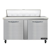Continental SW60N12 60" 2-Door Refrigerated Sandwich Prep Table | (12) 1/6 Pan