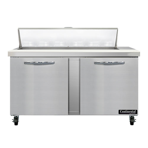 Continental SW60N12 60" 2-Door Refrigerated Sandwich Prep Table | (12) 1/6 Pan