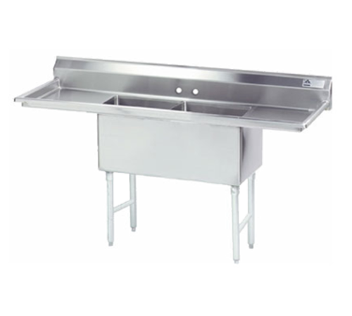 Advance Tabco FC-2-2424-18RL-X 68" x 30" 2-Compartment Fabricated Sink w/ 18" Left & Right Drainboards