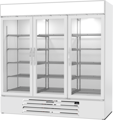 Beverage Air MMR72HC-1-W-WINE MarketMax 75" White 3-Glass Door Wine Refrigerator | 70.19 Cu. Ft.