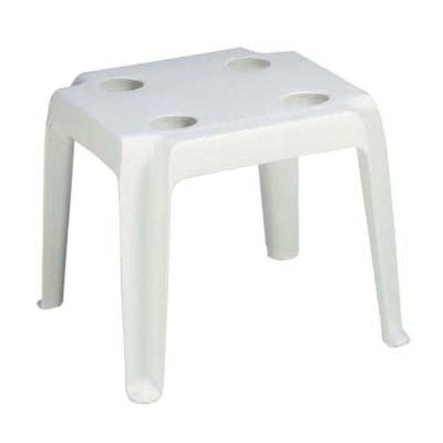 Grosfillex 99018004 White 18" x 18" Square Oasis Outdoor Table w/ Cupholders