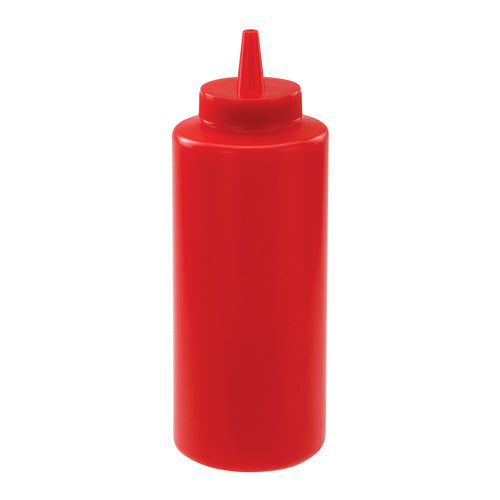 Winco PSB-12R 12 oz. Red Squeeze Bottle | Case of 6