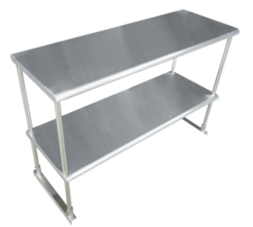 Advance Tabco EDS-18-72-X 72" x 18" Stainless Steel Table Mounted Double Overshelf w/ Adjustable Midshelf