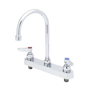 T&S Brass B-1142 8" Center Deck Mount Workboard Faucet w/ Gooseneck Spout