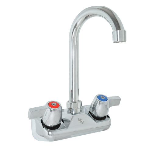 BK Resources BKF-W-3G-G 4" Center Wall Mount Faucet w/Gooseneck Spout