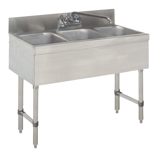 Advance Tabco SLB-33C-X 36" x 18" 3-Compartment Underbar Sink w/ No Drainboard