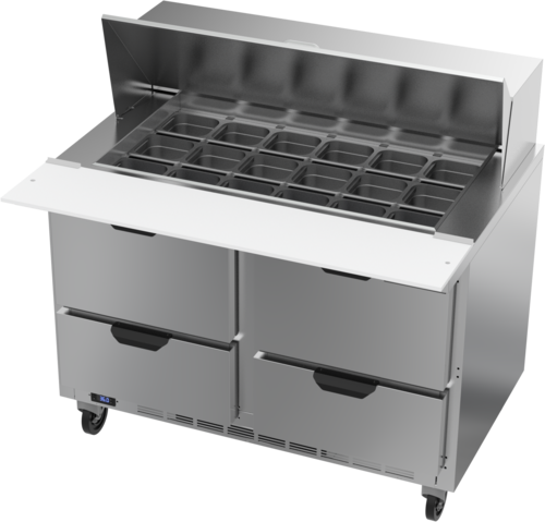 Beverage Air SPED48HC-18M-4 48" 4 Drawer Mega Top Refrigerated Sandwich Prep Table | (18) 1/6 Pan