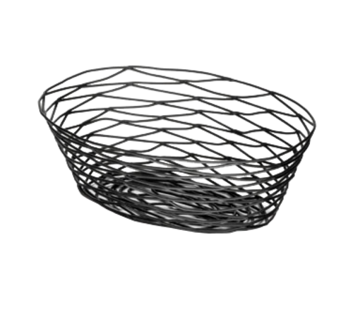 Tablecraft BK17410 Artisan Black Metal Oval Tabletop Basket | 10" x 7" x 3 1/4"