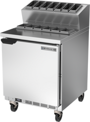 Beverage Air TPE27HC-6P-7R 27" 1 Door Rear Mount Refrigerated Prep Table | 6.9 Cu. Ft.