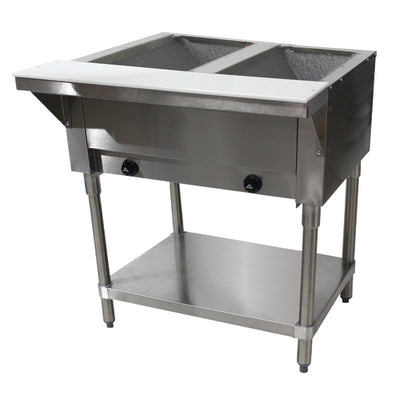 Advance Tabco HF-2G 32" x 31" Stainless Steel 2 Well Gas Hot Buffet Table | 7000 BTU