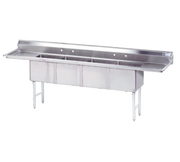 Advance Tabco FC-4-1824-18RL-X 108" x 30" 4-Compartment Fabricated Sink w/ 18" Left and Right Drainboards