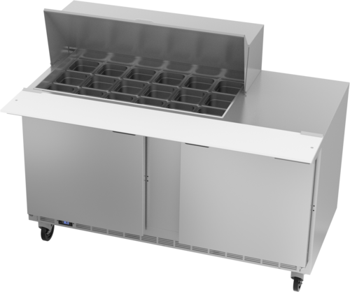 Beverage Air SPE60HC-18M 60" Mega Top Refrigerated Sandwich Prep Table  | (18) 1/6 Pan