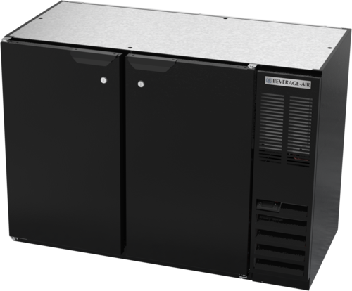 Beverage Air BB48HC-1-F-B 48" 2 Solid Door Black Food Rated Back Bar Cooler | 12.4 Cu. Ft.