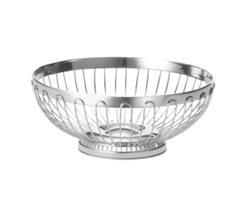 Tablecraft 6170 Stainless Steel Regent Medium Round Basket | 8" x 3.25"