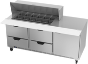 Beverage Air SPED72HC-18M-4 72" 4 Drawer 1 Door Mega Top Refrigerated Sandwich Prep Table | (18) 1/6 Pan